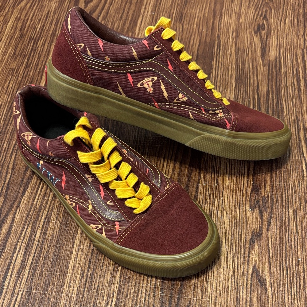 Vivienne Westwood Vans in Maroon and Brown with Yellow Accents